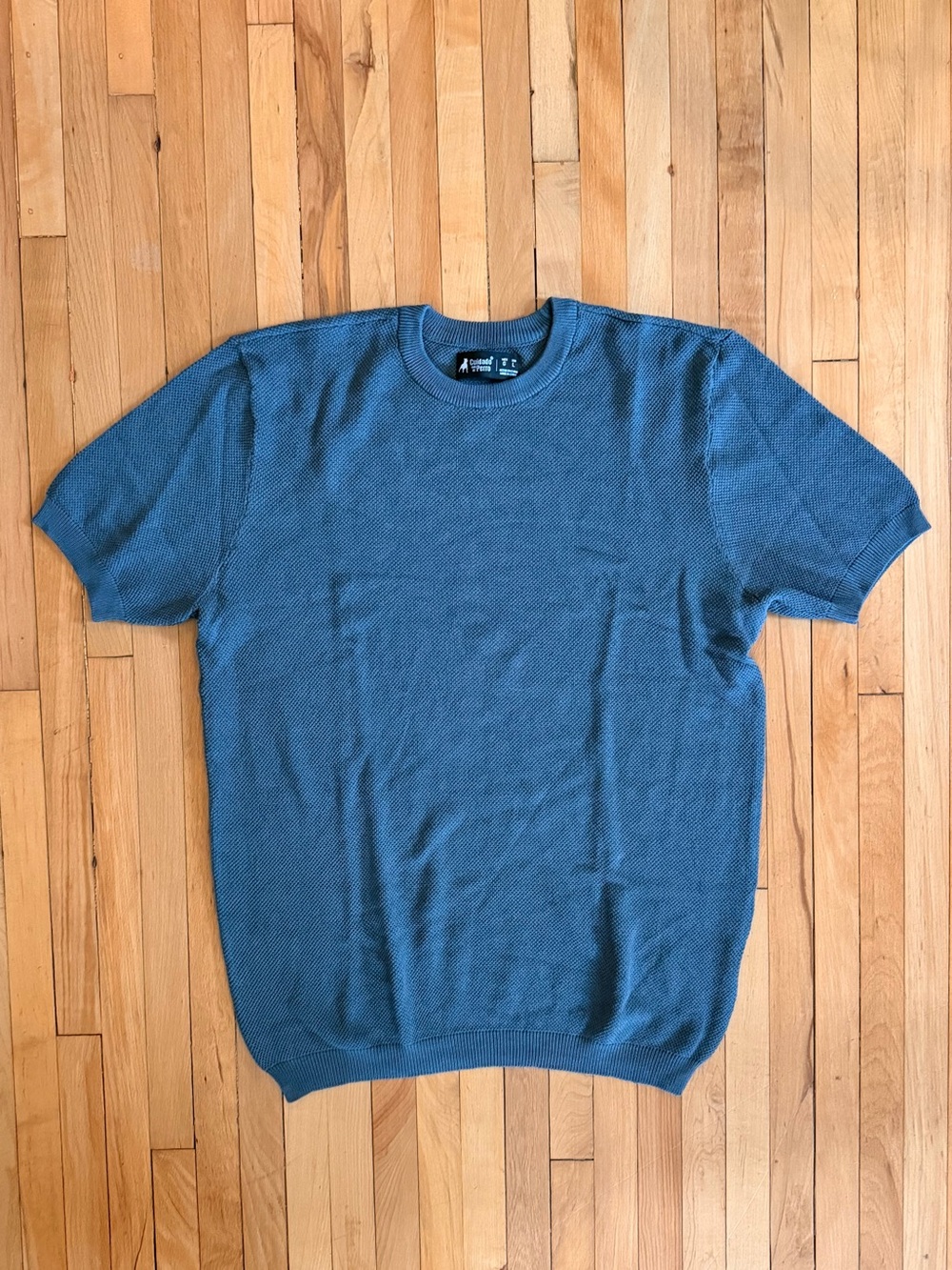 Blue Short-Sleeve Waffle Knit Ter